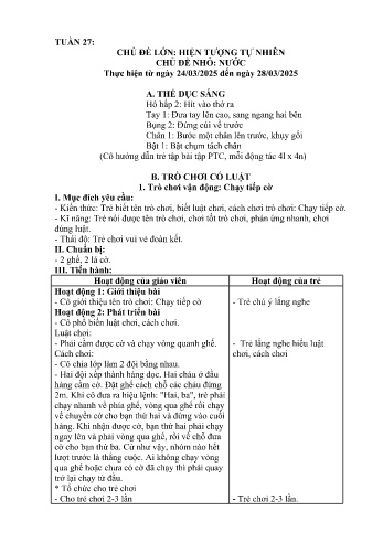 Giáo án Mầm non Lớp Nhà trẻ - Tuần 27 - Chủ đề: Nước - Năm học 2024-2025 - Trường Mầm non Bát Xát