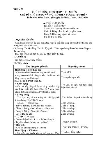 Giáo án Mầm non Lớp Nhà trẻ - Tuần 27 - Chủ đề: Nước và một số hiện tượng tự nhiên - Năm học 2024-2025 - Trường Mầm non Bát Xát