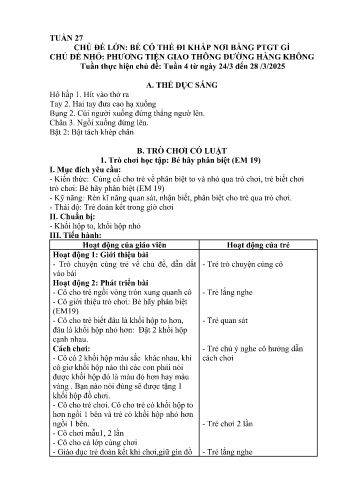 Giáo án Mầm non Lớp Nhà trẻ - Tuần 27 - Chủ đề: Phương tiện giao thông đường hàng không - Năm học 2024-2025 - Trường Mầm non Bát Xát