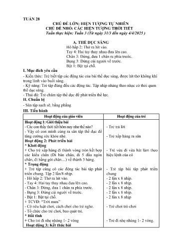 Giáo án Mầm non Lớp Nhà trẻ - Tuần 28 - Chủ đề: Các hiện tượng thời tiết - Năm học 2024-2025 - Trường Mầm non Bát Xát