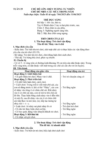 Giáo án Mầm non Lớp Nhà trẻ - Tuần 29 - Chủ đề: Các mùa trong năm - Năm học 2024-2025 - Trường Mầm non Bát Xát