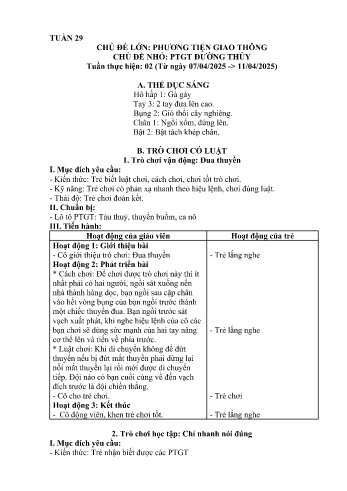 Giáo án Mầm non Lớp Nhà trẻ - Tuần 29 - Chủ đề: Phương tiện giao thông đường thủy - Năm học 2024-2025 - Trường Mầm non Bát Xát