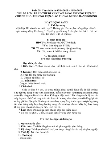 Giáo án Mầm non Lớp Nhà trẻ - Tuần 29 - Chủ đề: Phương tiện giao thông đường hàng không - Năm học 2024-2025 - Trường Mầm non Bản Qua