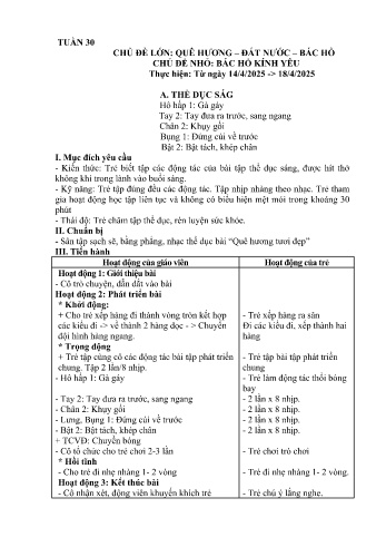 Giáo án Mầm non Lớp Nhà trẻ - Tuần 30 - Chủ đề: Bác Hồ kính yêu - Năm học 2024-2025 - Trường Mầm non Bát Xát