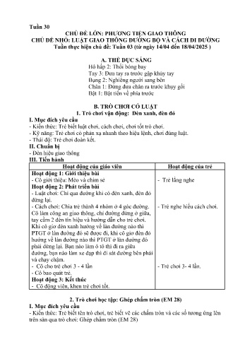 Giáo án Mầm non Lớp Nhà trẻ - Tuần 30 - Chủ đề: Luật giao thông đường bộ và cách đi đường - Năm học 2024-2025 - Trường Mầm non Bát Xát