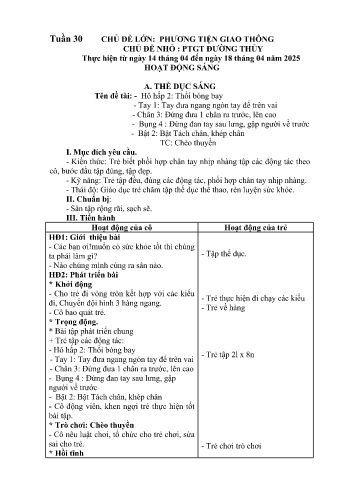 Giáo án Mầm non Lớp Nhà trẻ - Tuần 30 - Chủ đề: PTGT đường thủy - Năm học 2024-2025 - Trường Mầm non Bản Qua
