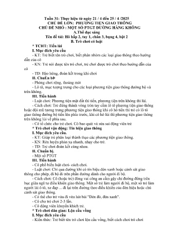 Giáo án Mầm non Lớp Nhà trẻ - Tuần 31 - Chủ đề: Một số PTGT đường hàng không - Năm học 2024-2025 - Trường Mầm non Bản Qua
