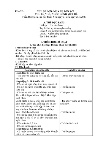 Giáo án Mầm non Lớp Nhà trẻ - Tuần 31 - Chủ đề: Nước uống mùa hè - Năm học 2024-2025 - Trường Mầm non Bát Xát