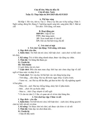 Giáo án Mầm non Lớp Nhà trẻ - Tuần 32 - Chủ đề: Nước - Năm học 2024-2025 - Trường Mầm non Bản Qua