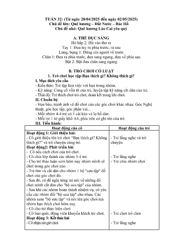 Giáo án Mầm non Lớp Nhà trẻ - Tuần 32 - Chủ đề: Quê hương Lào Cai yêu quý - Năm học 2024-2025 - Trường Mầm non Bản Qua