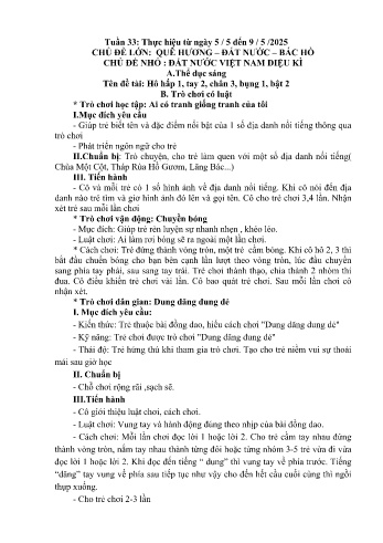 Giáo án Mầm non Lớp Nhà trẻ - Tuần 33 - Chủ đề: Đất nước Việt Nam diệu kỳ - Năm học 2024-2025 - Trường Mầm non Bản Qua