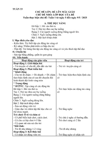 Giáo án Mầm non Lớp Nhà trẻ - Tuần 33 - Chủ đề: Lớp học của bé - Năm học 2024-2025 - Trường Mầm non Bát Xát