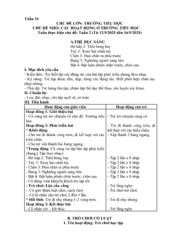 Giáo án Mầm non Lớp Nhà trẻ - Tuần 34 - Chủ đề: Các hoạt động ở trường tiểu học - Năm học 2024-2025 - Trường Mầm non Bát Xát