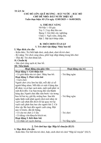 Giáo án Mầm non Lớp Nhà trẻ - Tuần 34 - Chủ đề: Đất nước diệu kì - Năm học 2024-2025 - Trường Mầm non Bát Xát