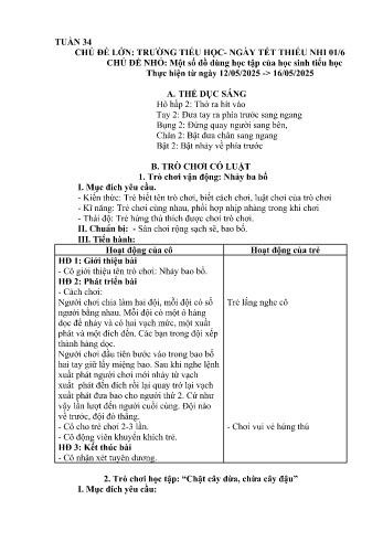 Giáo án Mầm non Lớp Nhà trẻ - Tuần 34 - Chủ đề: Một số phương tiện học tập của học sinh tiểu học - Năm học 2024-2025 - Trường Mầm non Bản Qua