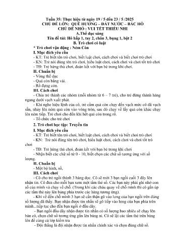 Giáo án Mầm non Lớp Nhà trẻ - Tuần 35 - Chủ đề: Vui Tết thiếu nhi - Năm học 2024-2025 - Trường Mầm non Bản Qua