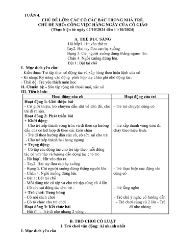Giáo án Mầm non Lớp Nhà trẻ - Tuần 4 - Chủ đề: Công việc hằng ngày của cô giáo - Năm học 2024-2025 - Trường Mầm non Bát Xát