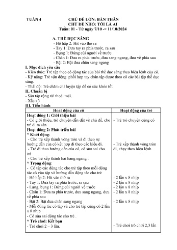 Giáo án Mầm non Lớp Nhà trẻ - Tuần 4 - Chủ đề:Tôi la ai - Năm học 2024-2025 - Trường Mầm non Bát Xát