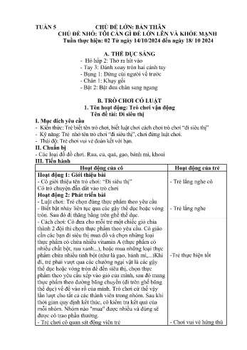 Giáo án Mầm non Lớp Nhà trẻ - Tuần 5 - Chủ đề: Tôi caanfgif để lớn lên và khỏe mạnh - Năm học 2024-2025 - Trường Mầm non Bát Xát