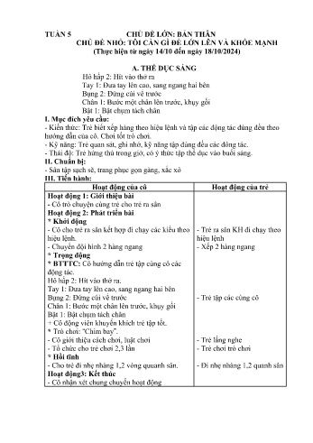 Giáo án Mầm non Lớp Nhà trẻ - Tuần 5 - Chủ đề: Tôi cần gì để lớn lên và khỏe mạnh - Năm học 2024-2025 - Trường Mầm non Bát Xát
