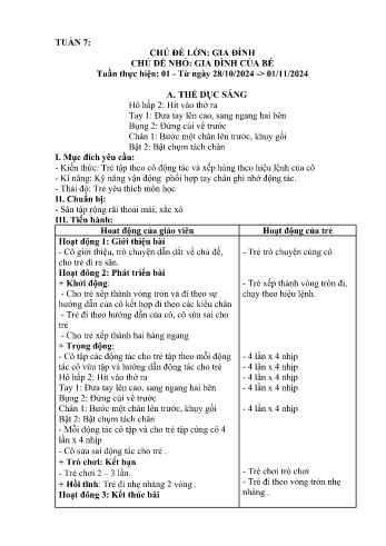 Giáo án Mầm non Lớp Nhà trẻ - Tuần 7 - Chủ đề: Gia đình của bé - Năm học 2024-2025 - Trường Mầm non Bát Xát