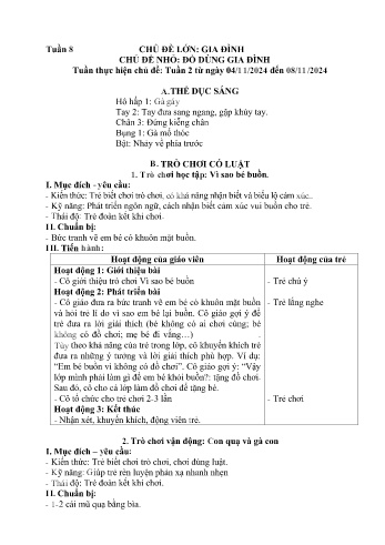Giáo án Mầm non Lớp Nhà trẻ - Tuần 8 - Chủ đề: Đồ dùng gia đình - Năm học 2024-2025 - Trường Mầm non Bát Xát