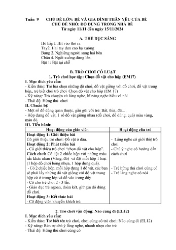Giáo án Mầm non Lớp Nhà trẻ - Tuần 9 - Chủ đề: Đồ dùng trong nhà bé - Năm học 2024-2025 - Trường Mầm non Bát Xát