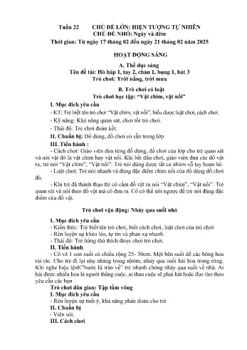 Kế hoạch bài dạy Mầm non Lớp Nhà trẻ - Tuần 22 - Chủ đề: Ngày và đêm - Năm học 2024-2025 - Trường Mầm non Bản Qua