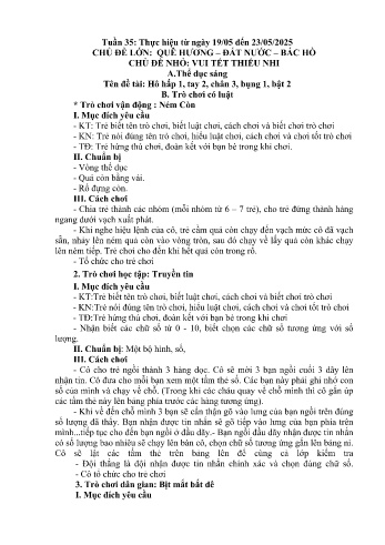 Kế hoạch bài dạy Mầm non Lớp Nhà trẻ - Tuần 35 - Chủ đề: Vui Tết thiếu nhi - Năm học 2024-2025 - Trường Mầm non Bản Qua