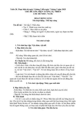 Kế hoạch bài học Mầm non Lớp Chồi - Tuần 20 - Chủ đề: Hiện tượng tự nhiên - Năm học 2024-2025 - Trường Mầm non Bản Qua