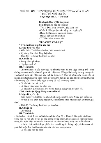 Kế hoạch bài học Mầm non Lớp Chồi - Tuần 20 - Chủ đề: Nước - Năm học 2024-2025 - Trường Mầm non Bản Qua