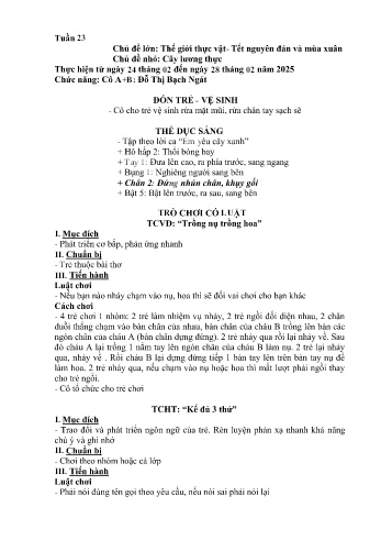 Kế hoạch bài học Mầm non Lớp Chồi - Tuần 23 - Chủ đề: Cây lương thực - Năm học 2024-2025 - Đỗ Thị Bạch Ngát