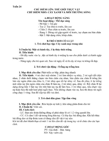 Kế hoạch bài học Mầm non Lớp Chồi - Tuần 24 - Chủ đề: Cây xanh và môi trường sống - Năm học 2024-2025 - Trường Mầm non Bản Qua