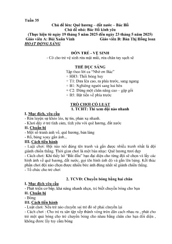 Kế hoạch bài học Mầm non Lớp Chồi - Tuần 33 - Chủ đề: Bác Hồ kính yêu - Năm học 2024-2025 - Bùi Xuân Vinh