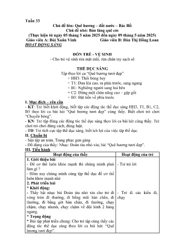 Kế hoạch bài học Mầm non Lớp Chồi - Tuần 33 - Chủ đề: Bản làng quê em - Năm học 2024-2025 - Bùi Xuân Vinh