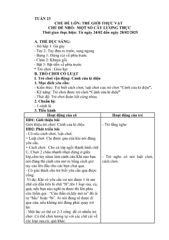 Kế hoạch bài học Mầm non Lớp Lá - Tuần 23 - Chủ đề: Một số Cây lương thực - Năm học 2024-2025 - Trường Mầm non Bản Qua