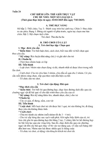 Kế hoạch bài học Mầm non Lớp Lá - Tuần 24 - Chủ đề: Một số loại quả - Năm học 2024-2025 - Trường Mầm non Bản Qua