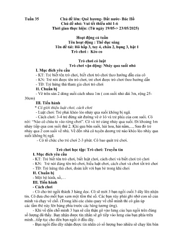 Kế hoạch bài học Mầm non Lớp Lá - Tuần 35 - Chủ đề: Vui Tết thiếu nhi 1/6 - Năm học 2024-2025 - Trường Mầm non Bản Qua