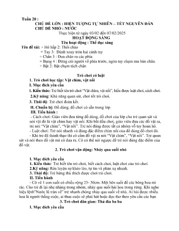 Kế hoạch bài học Mầm non Lớp Mầm - Tuần 20 - Chủ đề: Hiện tượng tự nhiên - Tết nguyên đán - Năm học 2024-2025 - Trường Mầm non Bản Qua