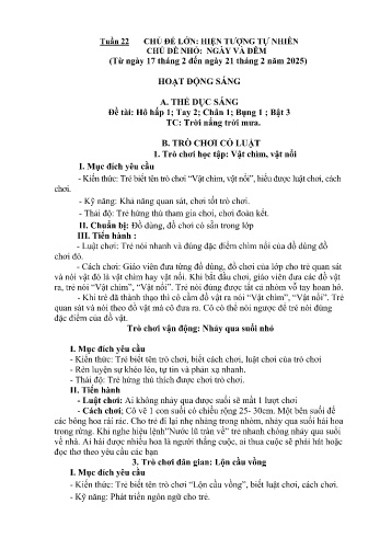 Kế hoạch bài học Mầm non Lớp Mầm - Tuần 22 - Chủ đề: Ngày và đêm - Năm học 2024-2025 - Trường Mầm non Bản Qua