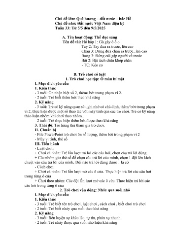 Kế hoạch bài học Mầm non Lớp Mầm - Tuần 33 - Chủ đề: Đất nước Việt Nam diệu kỳ - Năm học 2024-2025 - Trường Mầm non Bản Qua