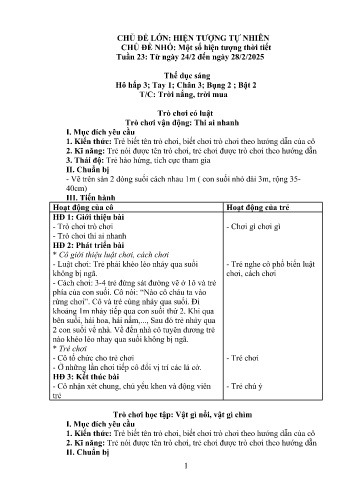 Kế hoạch bài học Mầm non Lớp Nhà trẻ - Tuần 23 - Chủ đề: Một số hiện tượng thời tiết - Năm học 2024-2025 - Trường Mầm non Bản Qua