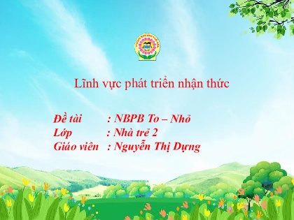 Bài giảng Mầm non Lớp Nhà trẻ - Đề tài: Nhận biết, phân biệt to-nhỏ - Nguyễn Thị Dựng