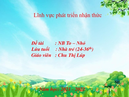 Bài giảng Mầm non Lớp Nhà trẻ - Đề tài: Nhận biết to, nhỏ - Năm học 2021-2022 - Chu Thị Lúp