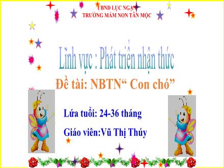 Bài giảng Mầm non Lớp Nhà trẻ - Đề tài: Nhận biết tự nhiên Con chó - Vũ Thị Thúy