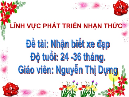 Bài giảng Mầm non Lớp Nhà trẻ - Đề tài: Nhận biết xe đạp - Nguyễn Thị Dựng