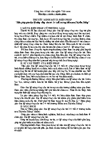 Biện pháp giáo dục kỹ năng sống cho trẻ 3-4 tuổi trường Mầm non Thị trấn Thắng