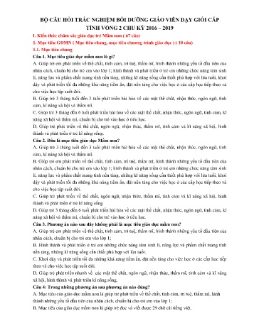 Bộ câu hỏi trắc nghiệm bồi dưỡng giáo viên dạy giỏi cấp Tỉnh vòng 2 chu kì 2016-2019