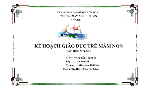 Giáo án Mầm non Khối Chồi - Chủ đề 1: Trường Mầm non (Lồng ghép Tết Trung thu) - Năm học 2024-2025 - Nguyễn Thị Nhẫn