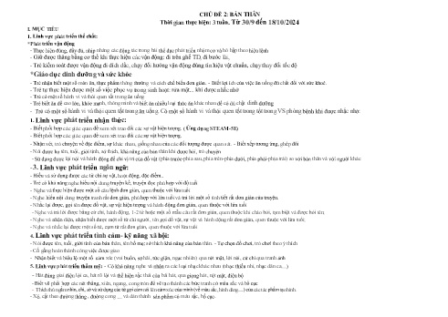 Giáo án Mầm non Khối Chồi - Chủ đề 2: Bản thân - Năm học 2024-2025